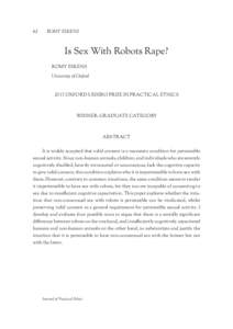 62  ROMY ESKENS  Is Sex With Robots Rape? romy eskens University of Oxford