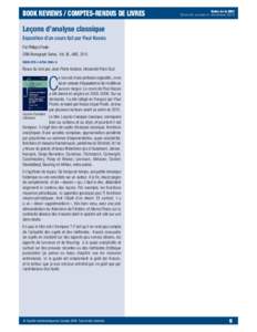 Book Reviews / Comptes-rendus de livres  Notes de la SMC Tome 48, numéro 6, décembreLeçons d’analyse classique