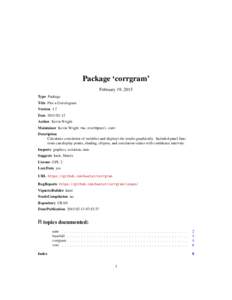 Package ‘corrgram’ February 19, 2015 Type Package Title Plot a Correlogram Version 1.7 Date