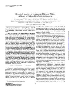 TOXICOLOGICAL SCIENCES 4 3 , ARTICLE NO. TX982426 Chronic Ingestion of Uranium in Drinking Water: A Study of Kidney Bioeffects in Humans M. Limson Zamora,*1 B. L. Tracy,* J. M. Zielinski,* D. P. Meyerhof