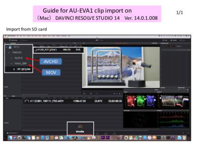 Guide for AU-EVA1 clip import on （Mac） DAVINCI RESOLVE STUDIO 14 VerImport from SD card AVCHD MOV
