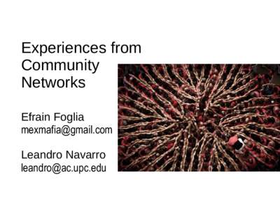 http://en.wikipedia.org/wiki/Castell  Experiences from Community Networks Efrain Foglia
