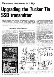 The mouse that roared (in SSB)!  Upgrading the Tucker Tin SSB transmitter Originally described in the February, Match and April 1972 issues of 