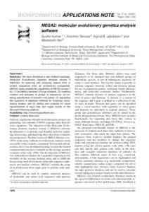BIOINFORMATICS APPLICATIONS NOTE  Vol. 17 no[removed]Pages 1244–1245  MEGA2: molecular evolutionary genetics analysis
