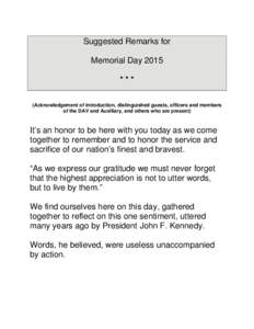 #memorialday2015- DAV.org - Memorial Day SpeechDisabled American Veterans