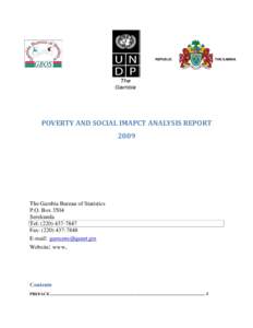 REPUBLIC  OF POVERTY AND SOCIAL IMAPCT ANALYSIS REPORT  2009 