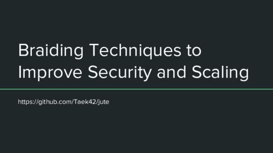 Braiding Techniques to Improve Security and Scaling https://github.com/Taek42/jute About Me + David Vorick