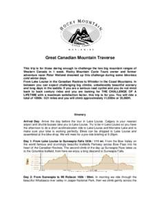 Microsoft WordGreat Canadian Mountain Traverse Itinerary with elevation