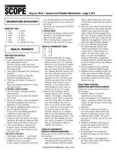 ®  THE LANGUAGE ARTS MAGAZINE May 14, 2012 • Answers to Printable Worksheets • page 1 of 8