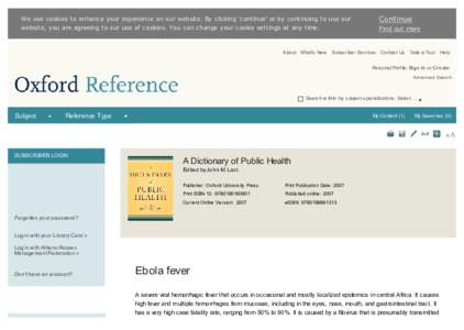 Ebola fever - Oxford Reference
