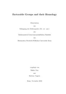 Factorable Groups and their Homology  Dissertation zur Erlangung des Doktorgrades (Dr. rer. nat.) der
