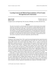 Advances in Cognitive SystemsSubmitted; publishedLearning General and Efficient Representations of Novel Games Through Interactive Instruction
