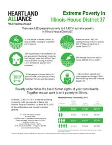 Extreme Poverty in Illinois House District 37 There are 3,833 people in poverty and 1,457 in extreme poverty in Illinois House District37. 4,104 people in House District 37 received EITC, helping to raise them