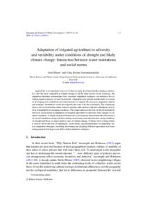 Adaptation of irrigated agriculture to adversity and variability under conditions of drought and likely climate change: Interaction between water institutions and social norms