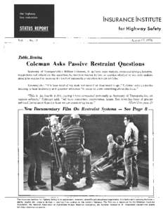 INSURANCE INSTITUTE for Highway Safety Vol. 11, No. 13 August 17, 1976