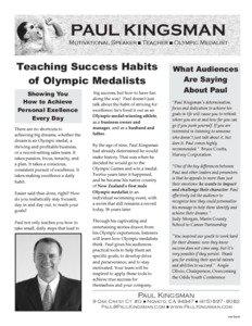 PAUL KINGSMAN  Motivational Speaker + Teacher + Olympic Medalist