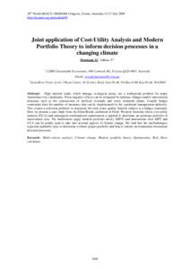 Joint application of Cost-Utility Analysis and Modern Portfolio Theory to inform investment decision processes in a changing climate