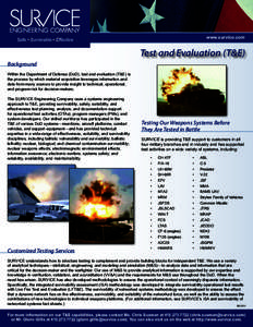 SURVICE Engineering Test and Evaluation (T&E) Fact Sheet