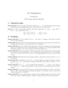 10. Combinatorics Po-Shen Loh CMU Putnam Seminar, Fall