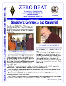 ZERO BEAT Southeastern Massachusetts Amateur Radio Association, Inc. 54 Donald Street South Dartmouth, MA[removed]Volume 50 Issue 2