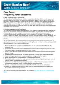 Great Barrier Reef Water Science Taskforce Final Report Frequently Asked Questions