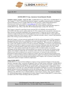 Microsoft Word - 082814_F14 Q2 Financial Results news release v1.docx