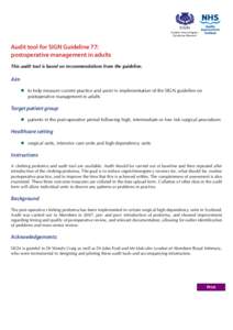 SIGN Scottish Intercollegiate Guidelines Network Audit tool for SIGN Guideline 77: postoperative management in adults