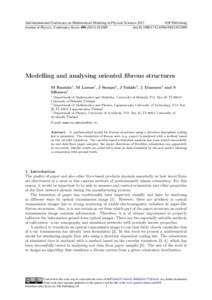 2nd International Conference on Mathematical Modeling in Physical Sciences 2013 IOP Publishing Journal of Physics: Conference Seriesdoi:Modelling and analysing oriented 