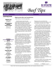 Beef Tips March 2016 Department of Animal Sciences & Industry  Upcoming Events