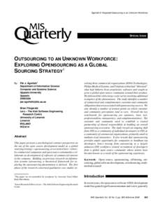 Ågerfalk & Fitzgerald/Outsourcing to an Unknown Workforce  SPECIAL ISSUE OUTSOURCING TO AN UNKNOWN WORKFORCE: EXPLORING OPENSOURCING AS A GLOBAL