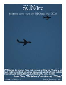 SUNlite Shedding some light on UFOlogy and UFOs Volume 9 Number 1  January-February 2017