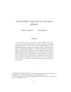 A probabilistic approach to case-based inference Martin Anthony∗ Joel Ratsaby†