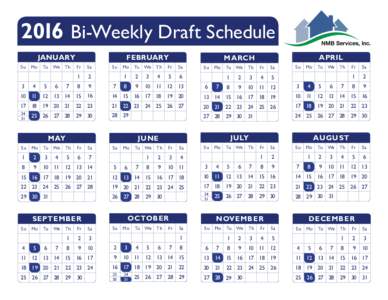 2016 Bi-Weekly Draft Schedule JANUARY Su Mo