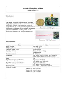 Stensat Transmitter Module Stensat Group LLC Introduction  The Stensat Transmitter Module is an RF subsystem