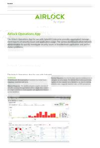 Factsheet  Airlock Operations App The Airlock Operations App for use with Splunk® Enterprise provides aggregated management reports of security issues and application usage. The various dashboards allow network administ