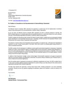 Minerals Council of Australia: Recommencement of uranium mining in Queensland submission