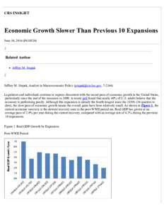 Economic Growth Slower Than Previous 10 Expansions