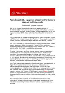 RadioScape Wins Australian Regional DAB+ Trial