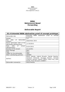 BEBA Behavioural Based Forwarding	
   Grant Agreement: Beba