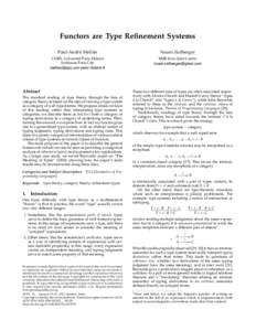 Functors are Type Refinement Systems Paul-André Melliès Noam Zeilberger  CNRS, Université Paris Diderot