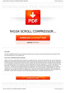 BOOKS ABOUT R410A SCROLL COMPRESSOR NORMAL OPERATING  Cityhalllosangeles.com R410A SCROLL COMPRESSOR...