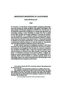 02AJP121.3MacF pp367[removed]:51 AM Page 367  ARISTOTLE’S DEFINITION OF ANAGNORISIS JOHN MACFARLANE  