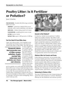 Staying Safe in a Toxic World  Poultry Litter: Is it Fertilizer or Pollution? Janet Scharbor PR E- R E ADI N G: Consider the following vocabulary