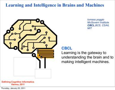 Learning and Intelligence in Brains and Machines tomaso poggio McGovern Institute CBCL,BCS, CSAIL MIT