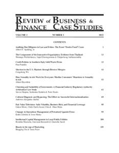 REVIEW of BUSINESS & FINANCE CASE STUDIES VOLUME 3 NUMBER 1