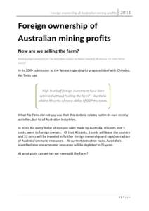 Foreign ownership of Australian mining profitsForeign ownership of Australian mining profits