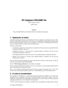ATI Adapters README file Marc Aurele La France 2005 June 06 Abstract This is the README for the XFree86 ATI driver included in this release.