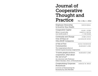 Journal of Cooperative Thought and Practice  Vol. I, No