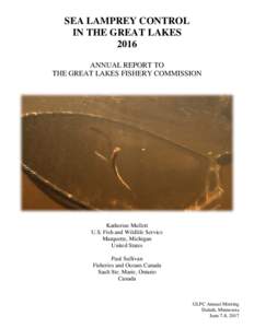 SEA LAMPREY CONTROL IN THE GREAT LAKES 2016 ANNUAL REPORT TO THE GREAT LAKES FISHERY COMMISSION