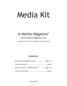 Media Kit In Motion Magazine ®  www.inmotionmagazine.com